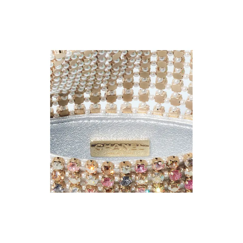CHANEL Rhinestone Evening Bag, Shoulder Bag, Crossbody Bag Trumpets Women's Gold-2