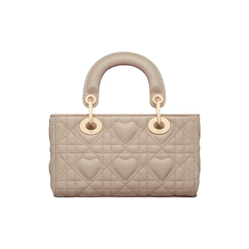 DIOR Lady D-JOY Sheepskin Shoulder Bag Crossbody Bag Handbag Extra Mini Women's Rouge Beige-4