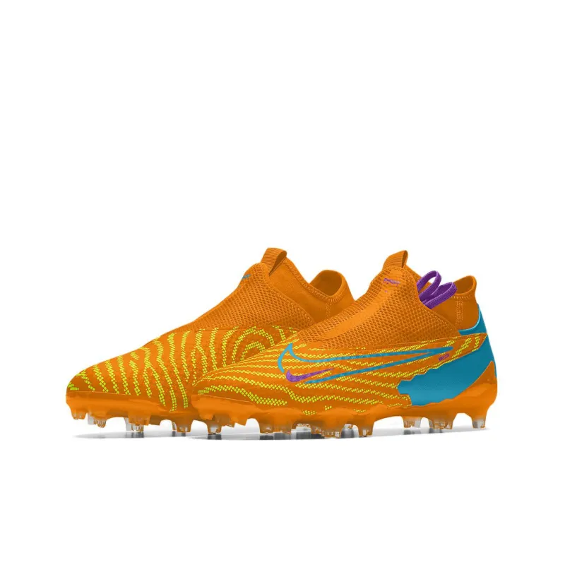 Nike Phantom GX Academy Dynamic Cushioning Wear-Resistant Soccer Shoes Men's Orange Blue-2