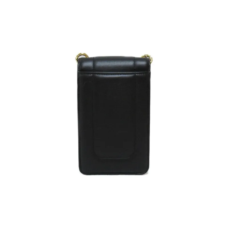 BVLGARI Serpenti Reverse Calfskin Shoulder Bag Crossbody Bag Cell Phone Pouch Women's Black-4