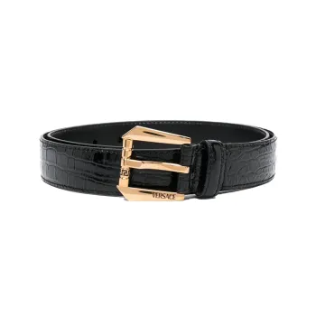 VERSACE Crocodile-embossed Leather Belt