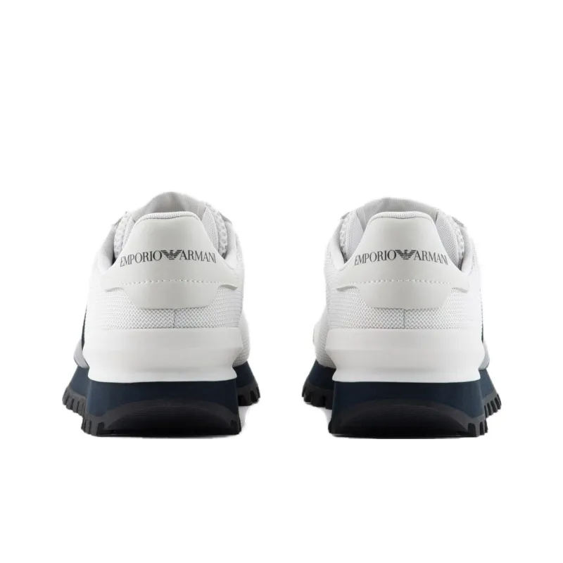 EMPORIO ARMANI Low-Top Casual Shoes Men's White Navy Blue-3