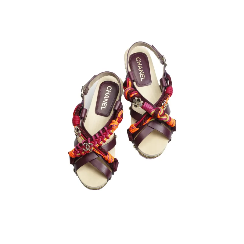 CHANEL Strap Sandals Women's Red-2