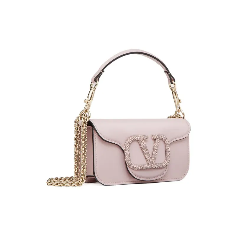 Valentino Locò Faux Crystal Shoulder Bag, Crossbody Bag, Handbag Mini Women's Light Pink-1