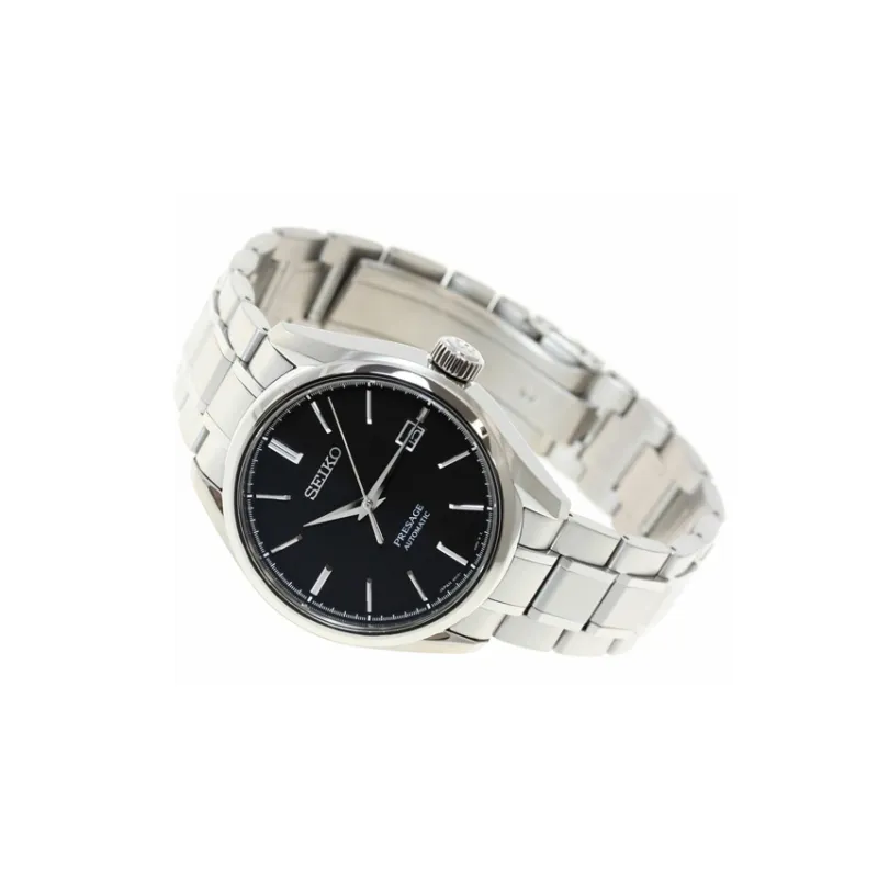SEIKO Presage Series Automatic Mechanical Movement Titanium Strap Watch 40.8mm Men's Watches Black Dial SARX057-1