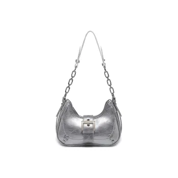 UNITE STAR PU Crescent Bag Handbag Shoulder Bag Women's Silver/Black