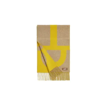 HERMES Cashmere Knit Scarves Unisex Beige/Yellow