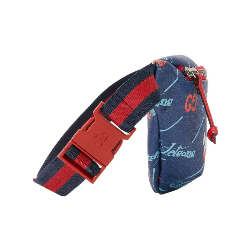 GUCCI Canvas With Leather Fanny Pack Kids' Blue-3