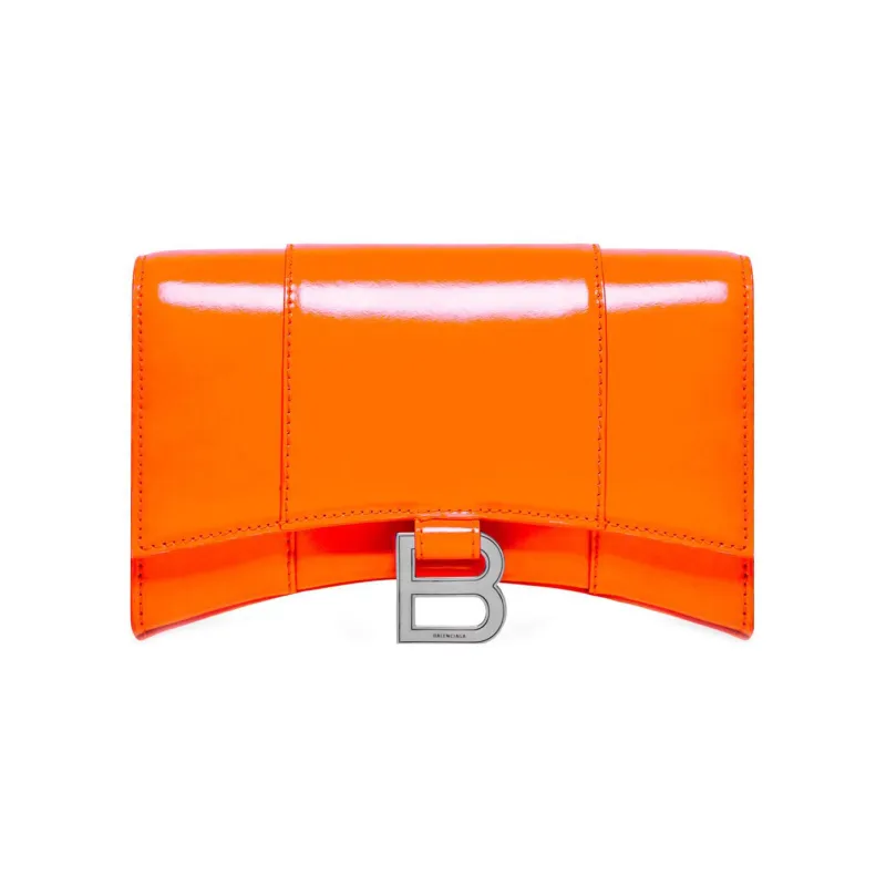 Balenciaga Hourglass Calfskin Hourglass Bag Shoulder Bag Crossbody Bag Wallet Small Size Women's Orange-0