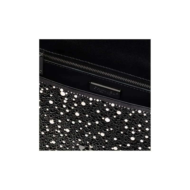 CHANEL Rhinestone Crystal Pearl Evening Bag, Crossbody Bag, Shoulder Bag Women's Black-3