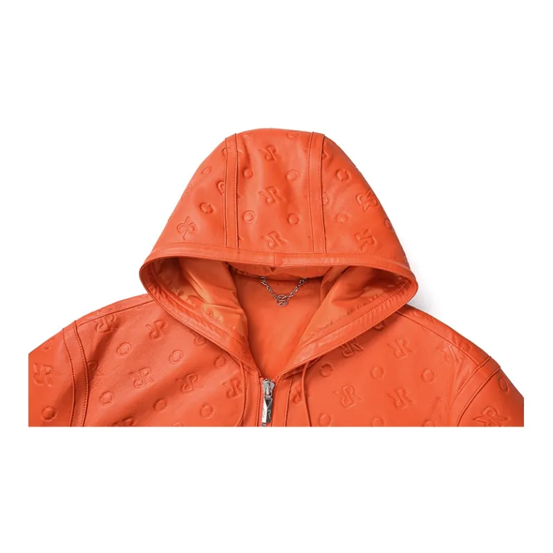 RARE Leather Jacket Men's Orange Red-3