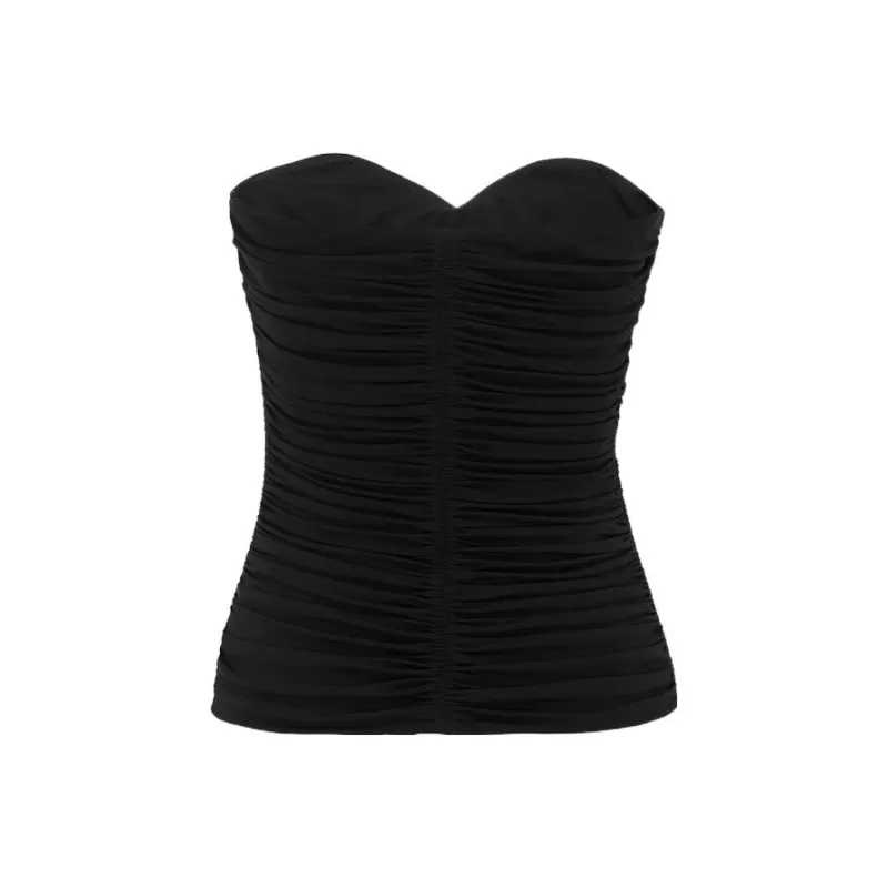 SAINT LAURENT Strapless Ruched Bustier-1