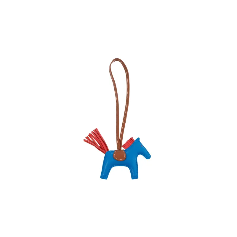 HERMES Sheepskin Pendants Unisex Small Size Charm, Blue-1