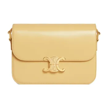 CELINE Triomphe Shiny Cow Leather Shoulder Bag Portable Crossbody Bag Shoulder Bag Women's Yellow
