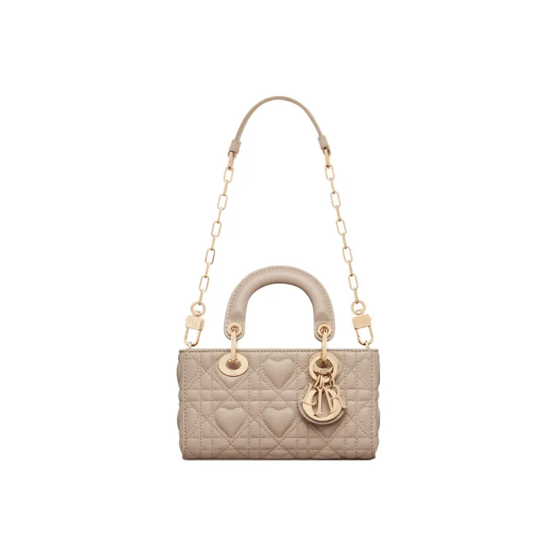 DIOR Lady D-JOY Sheepskin Shoulder Bag Crossbody Bag Handbag Extra Mini Women's Rouge Beige-5