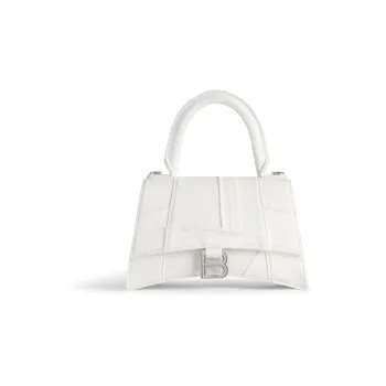 Balenciaga Hourglass Denim Blend Fabric Shoulder Bag, Crossbody Bag, Handbag Trumpets Women's White