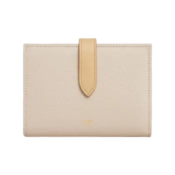 CELINE Grained Calfskin Wallet Medium Size Women's Stone Gray Stone