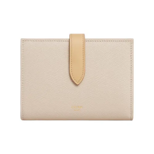CELINE Grained Calfskin Wallet Medium Size Women's Stone Gray Stone