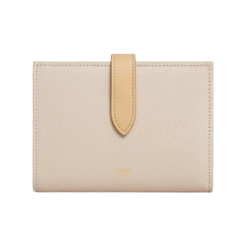 CELINE Grained Calfskin Wallet Medium Size Women's Stone Gray Stone-0
