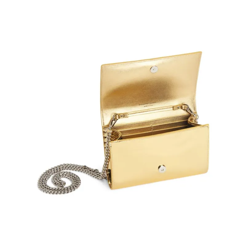 Giuseppe Zanotti/GZ Mirror Finish Synthetic Fabric Crossbody Bag Shoulder Bag Women's Gold-3