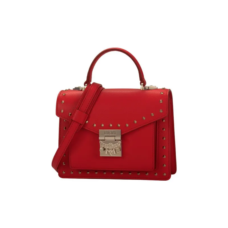 MCM Leather Handbag Crossbody Bag Medium Size Women's Red-1