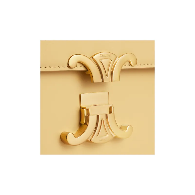CELINE Triomphe Shiny Cow Leather Shoulder Bag Portable Crossbody Bag Shoulder Bag Women's Yellow-4