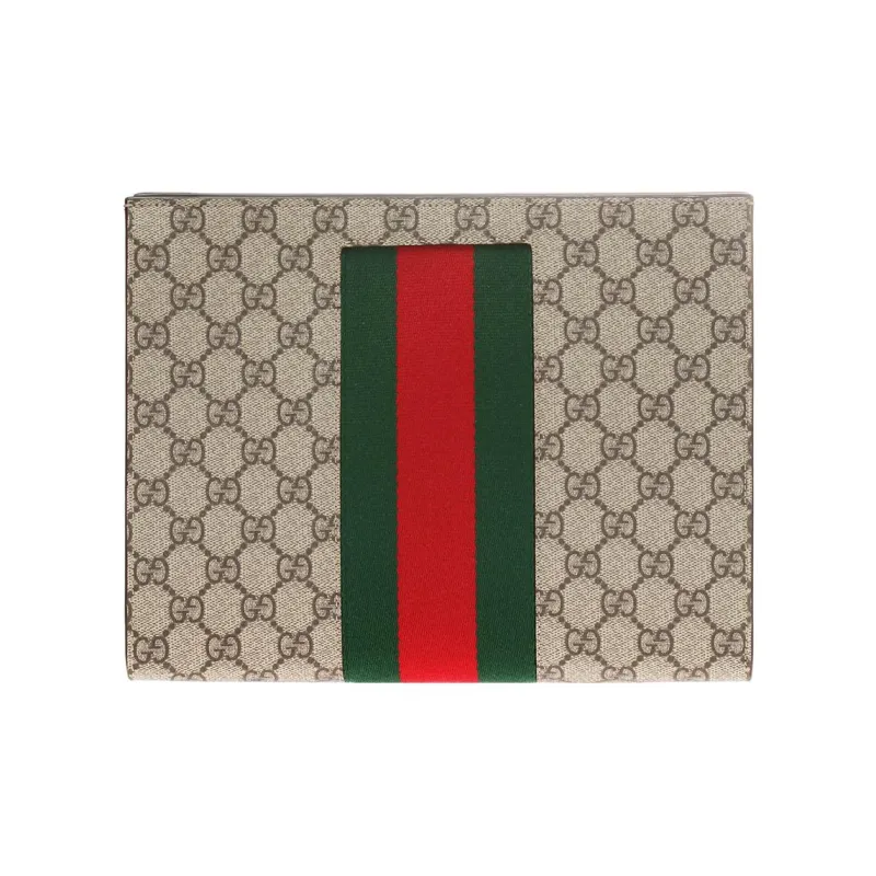 GUCCI GG Supreme Web Pouch Beige/Ebony-2
