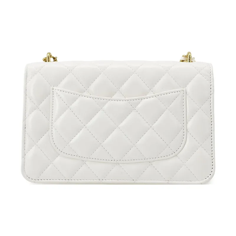 CHANEL 23C Spring WOC Waxed Leather Wallet On Chain, Shoulder Bag, Crossbody Bag Medium Size Women's White-2