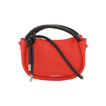 GANNI Recycled Polyamide With Recycled Leather Shoulder Bag Crossbody Bag Handbag Mini Women's Red
