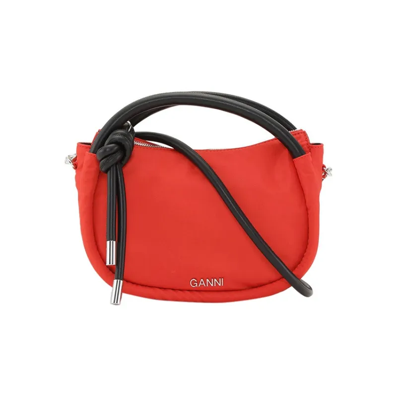 GANNI Recycled Polyamide With Recycled Leather Shoulder Bag Crossbody Bag Handbag Mini Women's Red-0