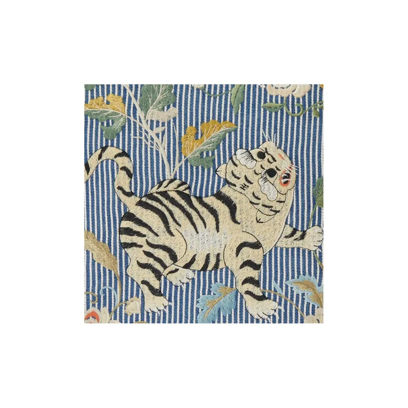 GUCCI Cotton Fabric With Brocade And Leather Backpack Kids' Blue & Ivory White-7