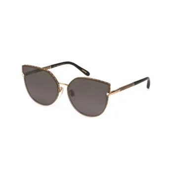 CHOPARD Enamel Metal Irregular Shape Sunglasses Women's Gold/Black