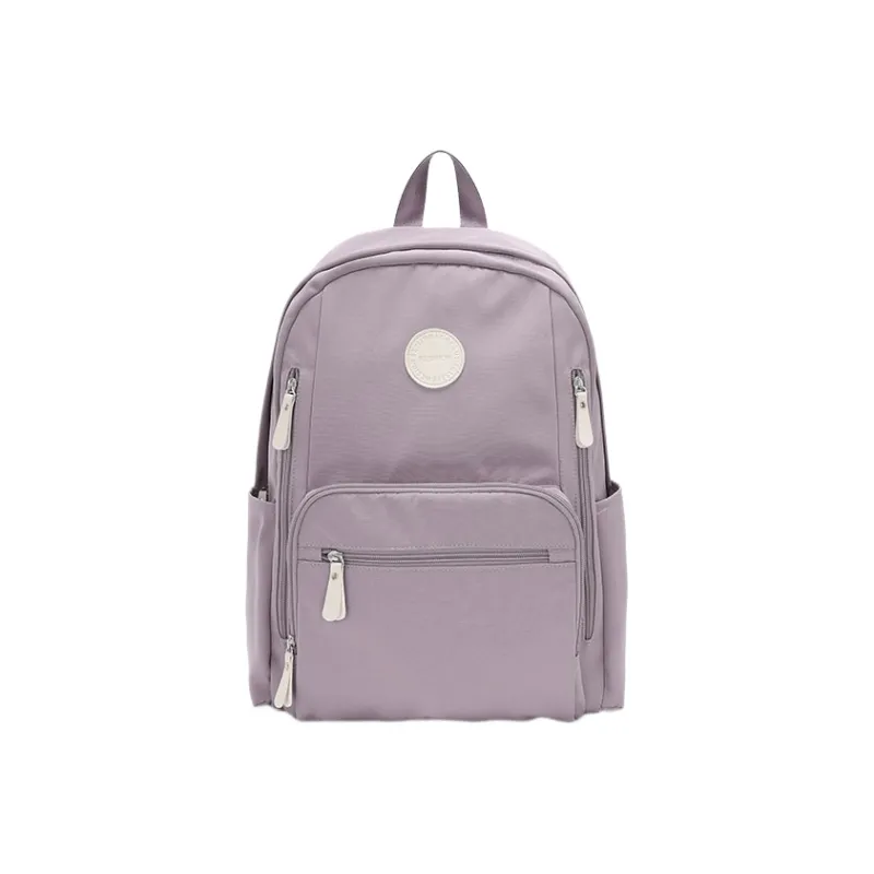 SEM/R Polyester Laptop Backpack Medium Size Unisex Ecru/Purple-2