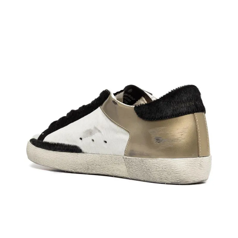 Golden Goose Low Top Skateboard Shoes Women's White Gold Vintage Version-4