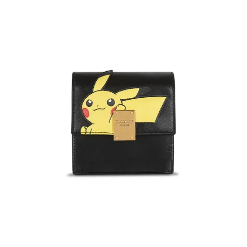BALMAIN Pikachu Collaboration Calfskin Card Clip Card Holder Unisex Black/Yellow