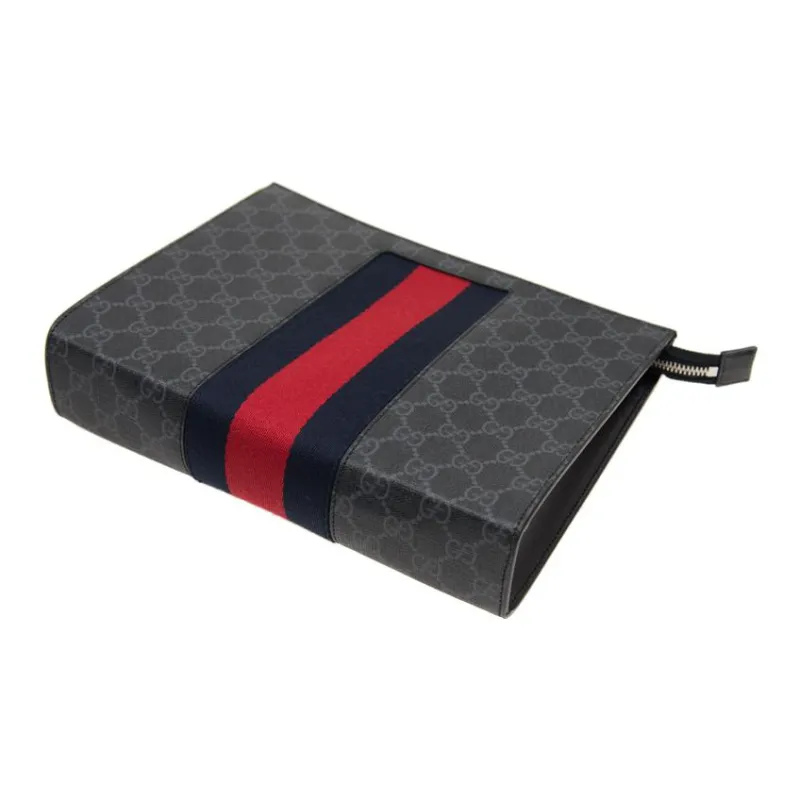 GUCCI Canvas Clutch Regular Men's Black Gray Color-3