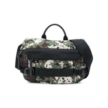 Moncler Polyamide With Leather Portable One Shoulder Crossbody Fanny Pack Men's Camouflage