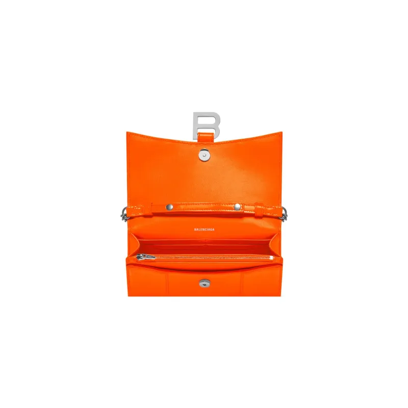 Balenciaga Hourglass Calfskin Hourglass Bag Shoulder Bag Crossbody Bag Wallet Small Size Women's Orange-4