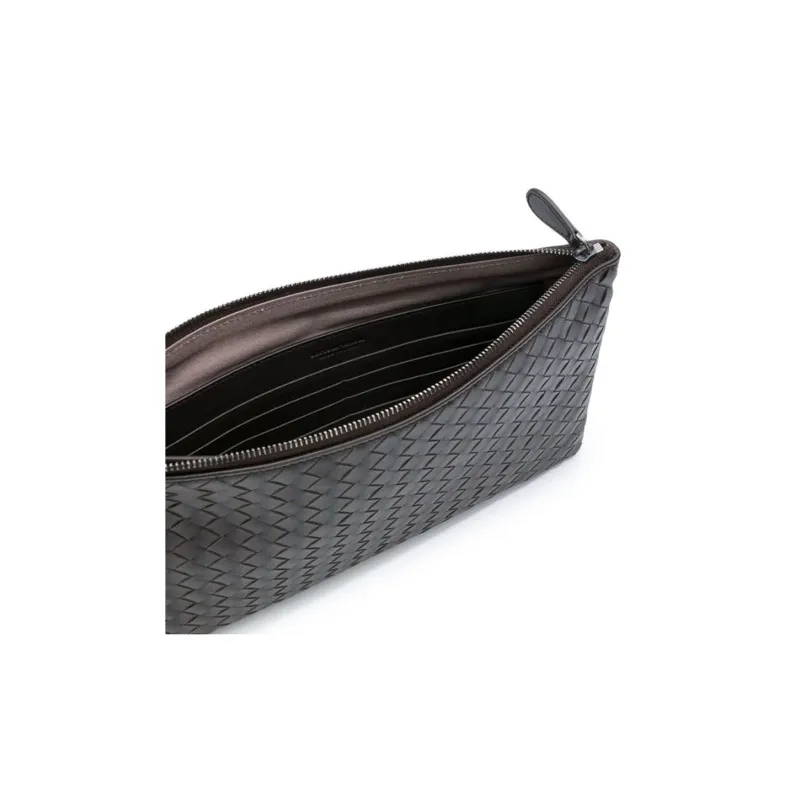 Bottega Veneta Leather Clutch Women's Dark Brown-2