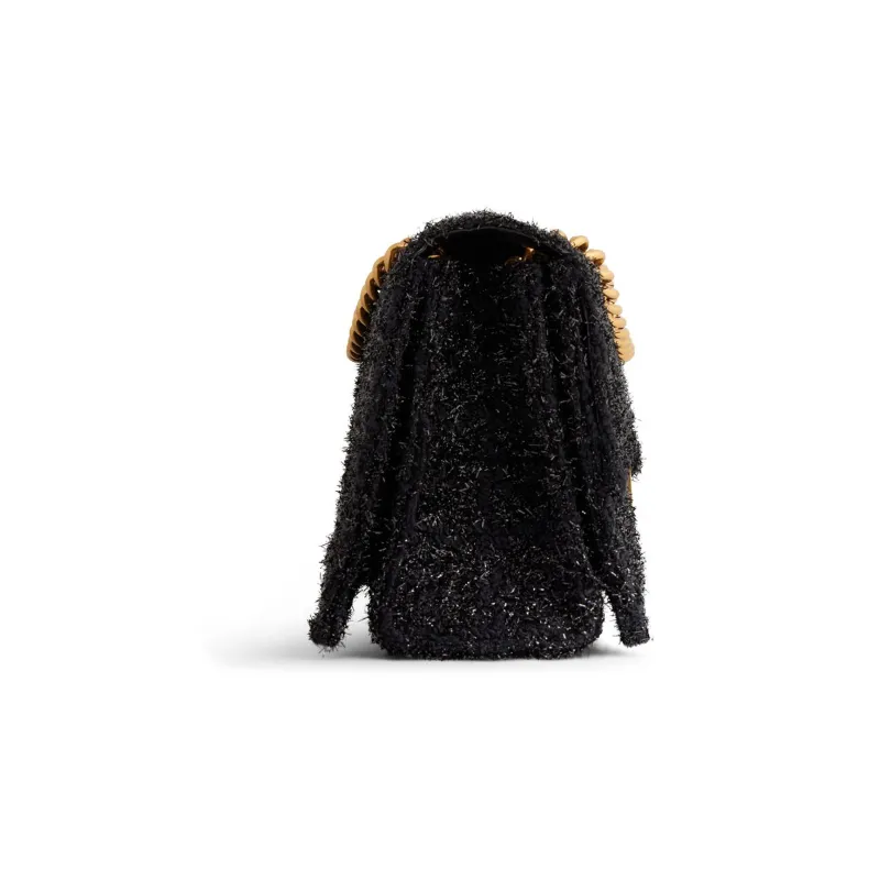 Balenciaga CRUSH Shiny Tweed Handbag Shoulder Bag Women's Black-3