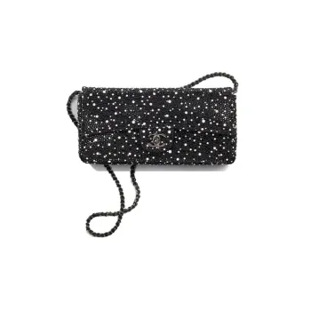 CHANEL Rhinestone Crystal Pearl Evening Bag, Crossbody Bag, Shoulder Bag Women's Black & White