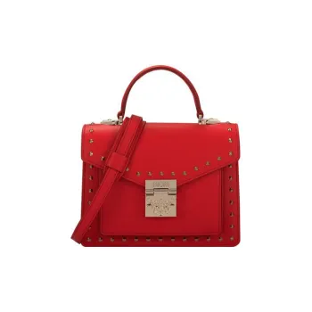 MCM Leather Handbag Crossbody Bag Medium Size Women's Red