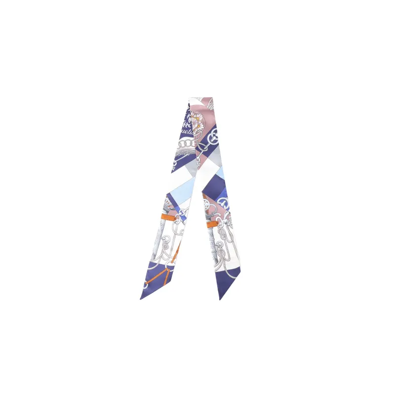 HERMES Silk Scarves Women's Marine Blue/White/Ice Umber-1