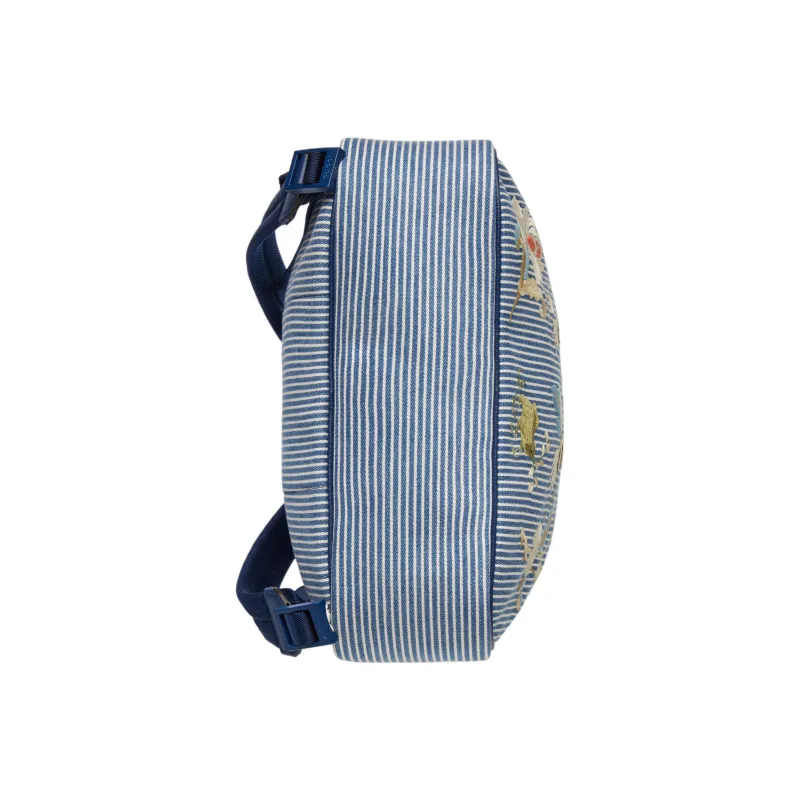 GUCCI Cotton Fabric With Brocade And Leather Backpack Kids' Blue & Ivory White-6