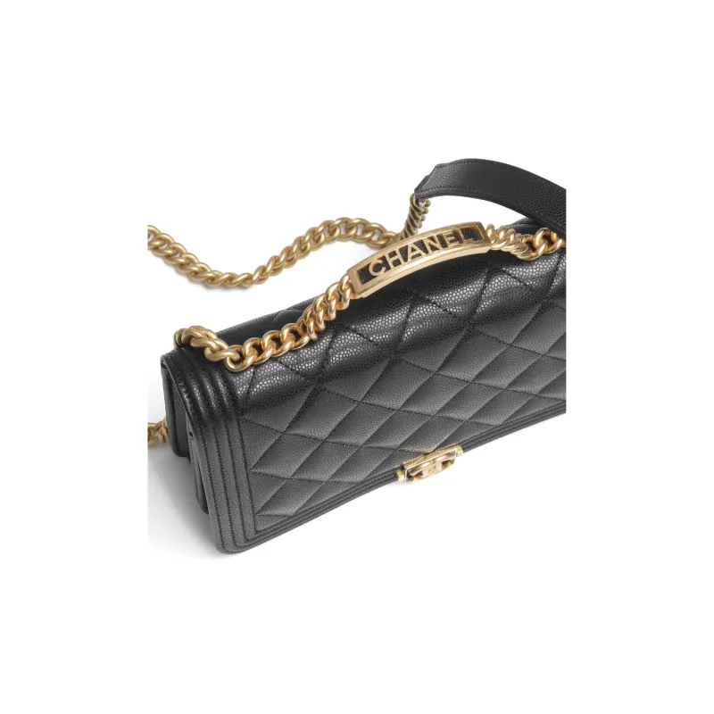 CHANEL Bright Caviar Calfskin Shoulder Bag, Crossbody Bag Women's Black-2