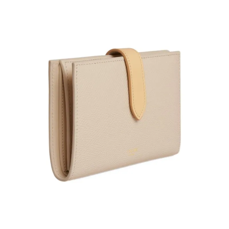 CELINE Grained Calfskin Wallet Medium Size Women's Stone Gray Stone-1