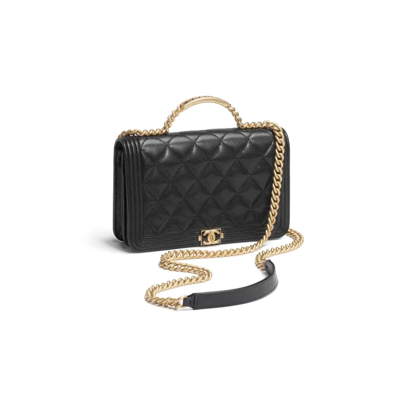 CHANEL Bright Caviar Calfskin Shoulder Bag, Crossbody Bag Women's Black-1