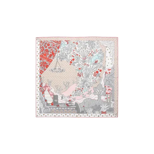 HERMES Silk Scarves Women's Garnet Red