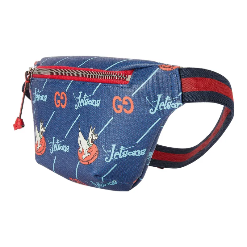 GUCCI Canvas With Leather Fanny Pack Kids' Blue-1