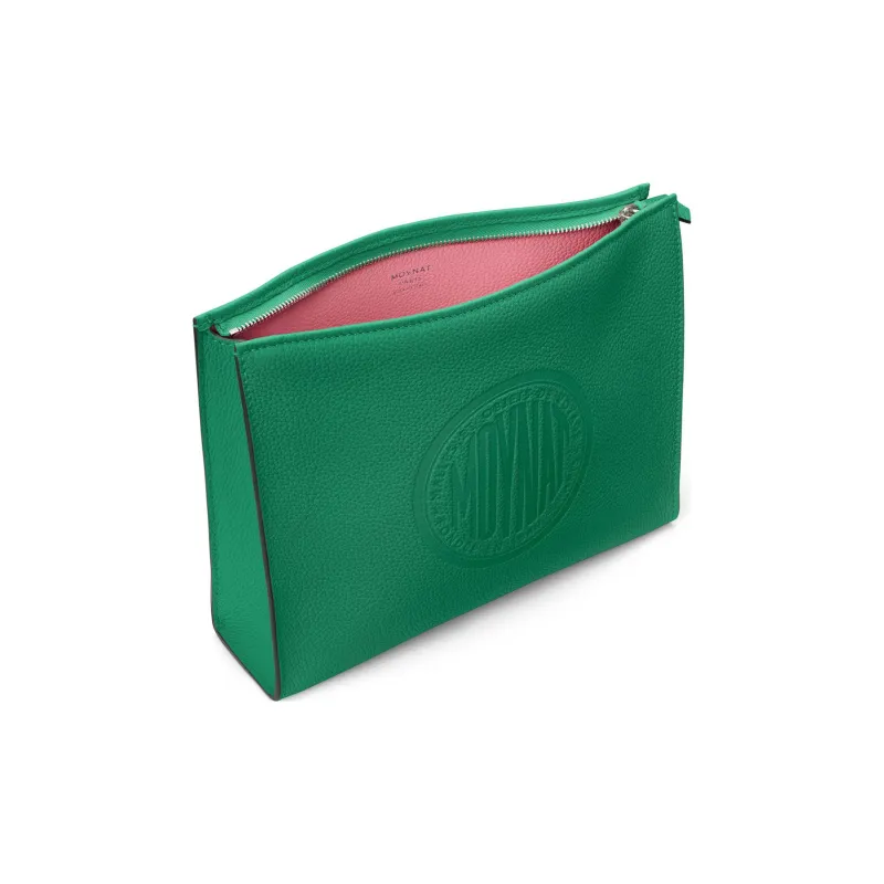 Moynat Cow Leather Clutch Women's Green/Pink-1